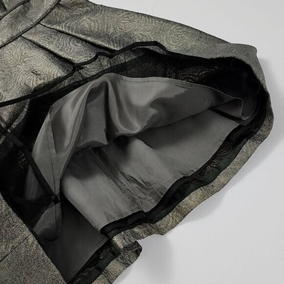 BCBGMAXAZRIA Women's Cocktail Strapless Bustier Pleated Dress Metallic Size 8 - Picture 7 of 16